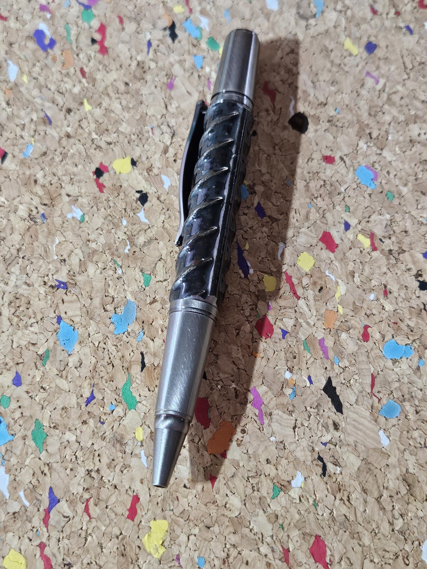 Rebar Finial Twist Pen | Sirocco Brushed Pewter Pen Kit | Beaufort Ink