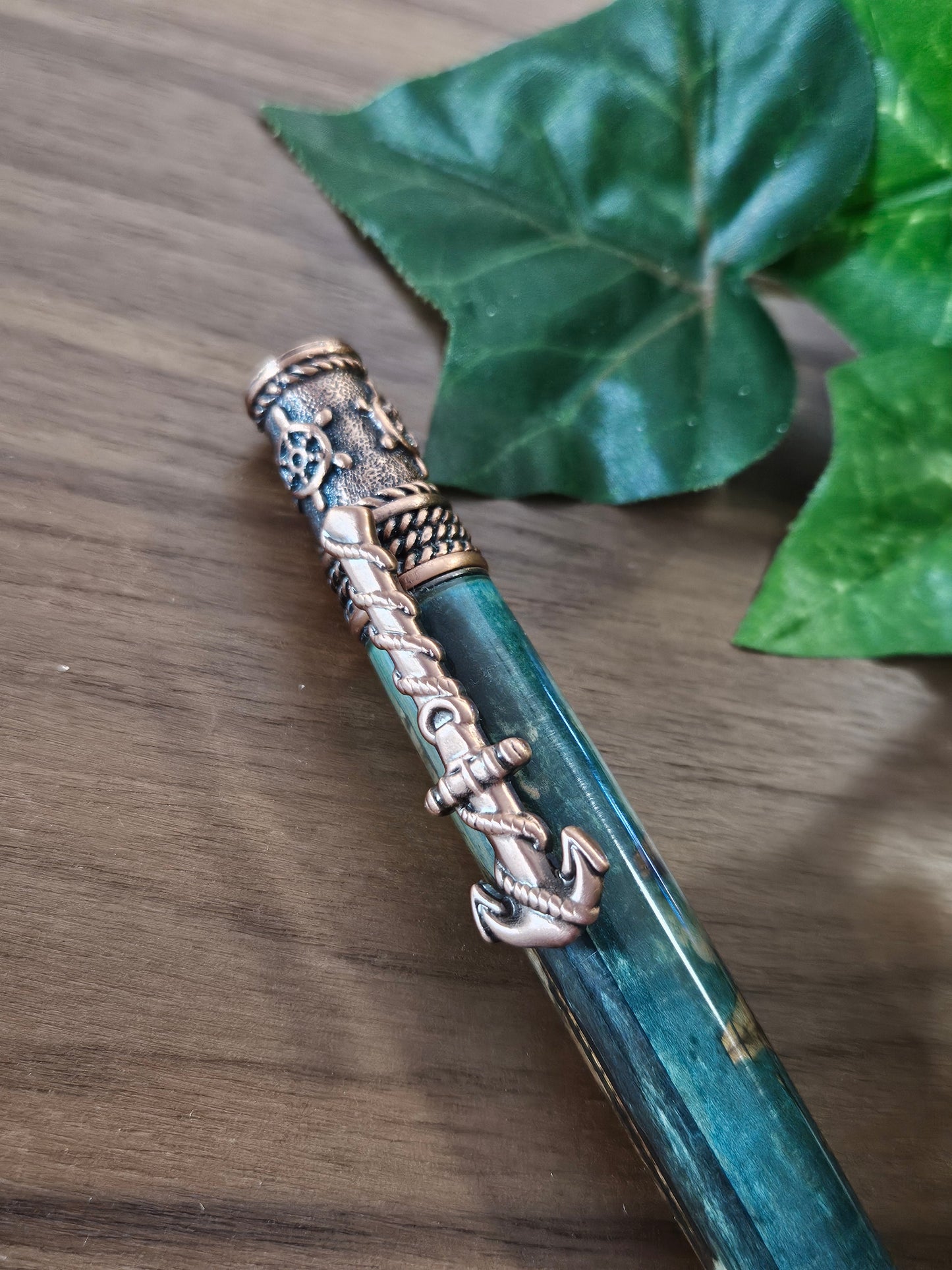 Nautical Pen Kit with an Antiqued Sailing Ship Label Cast and an Antique Copper Finish