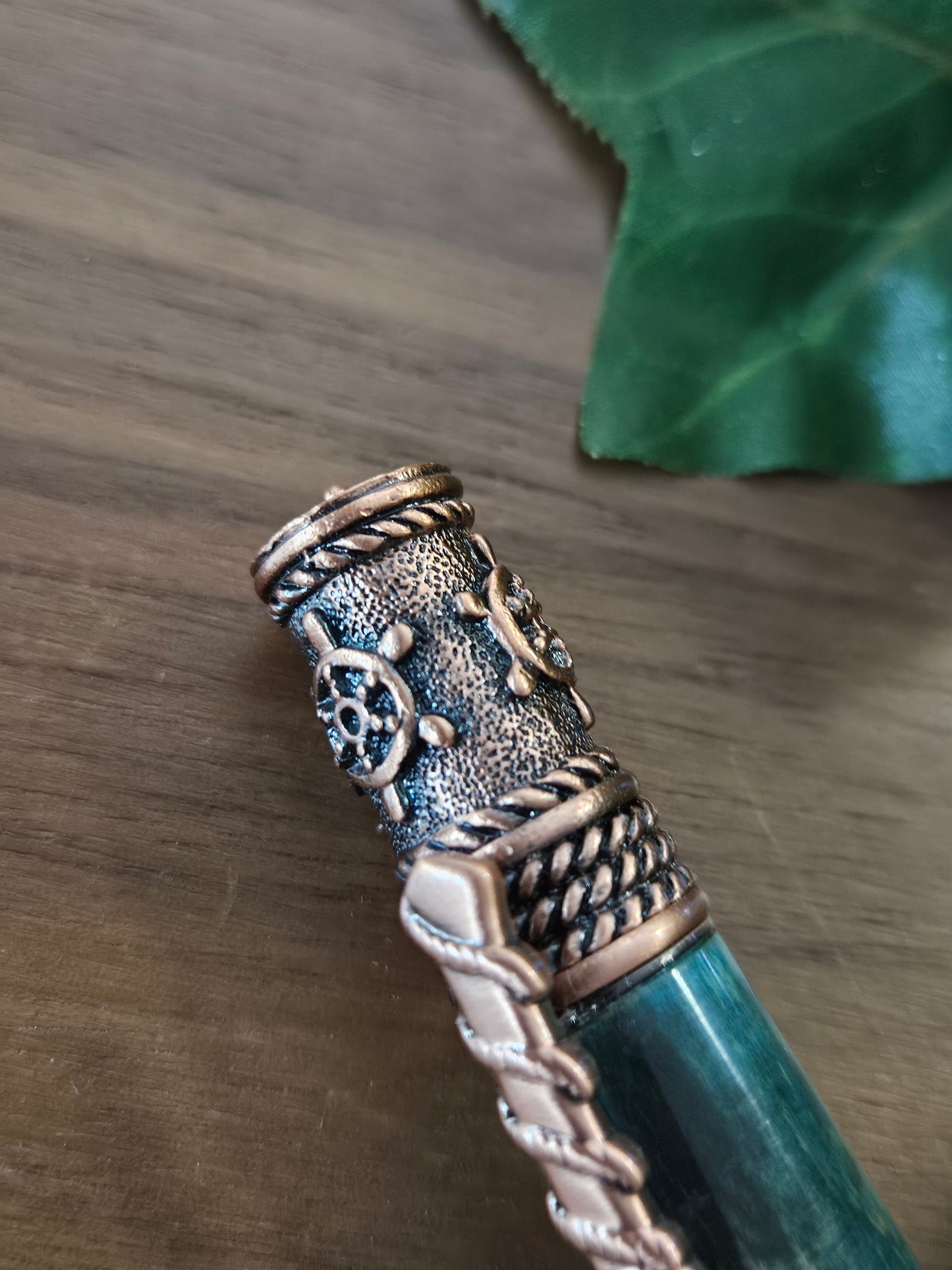 Nautical Pen Kit with an Antiqued Sailing Ship Label Cast and an Antique Copper Finish