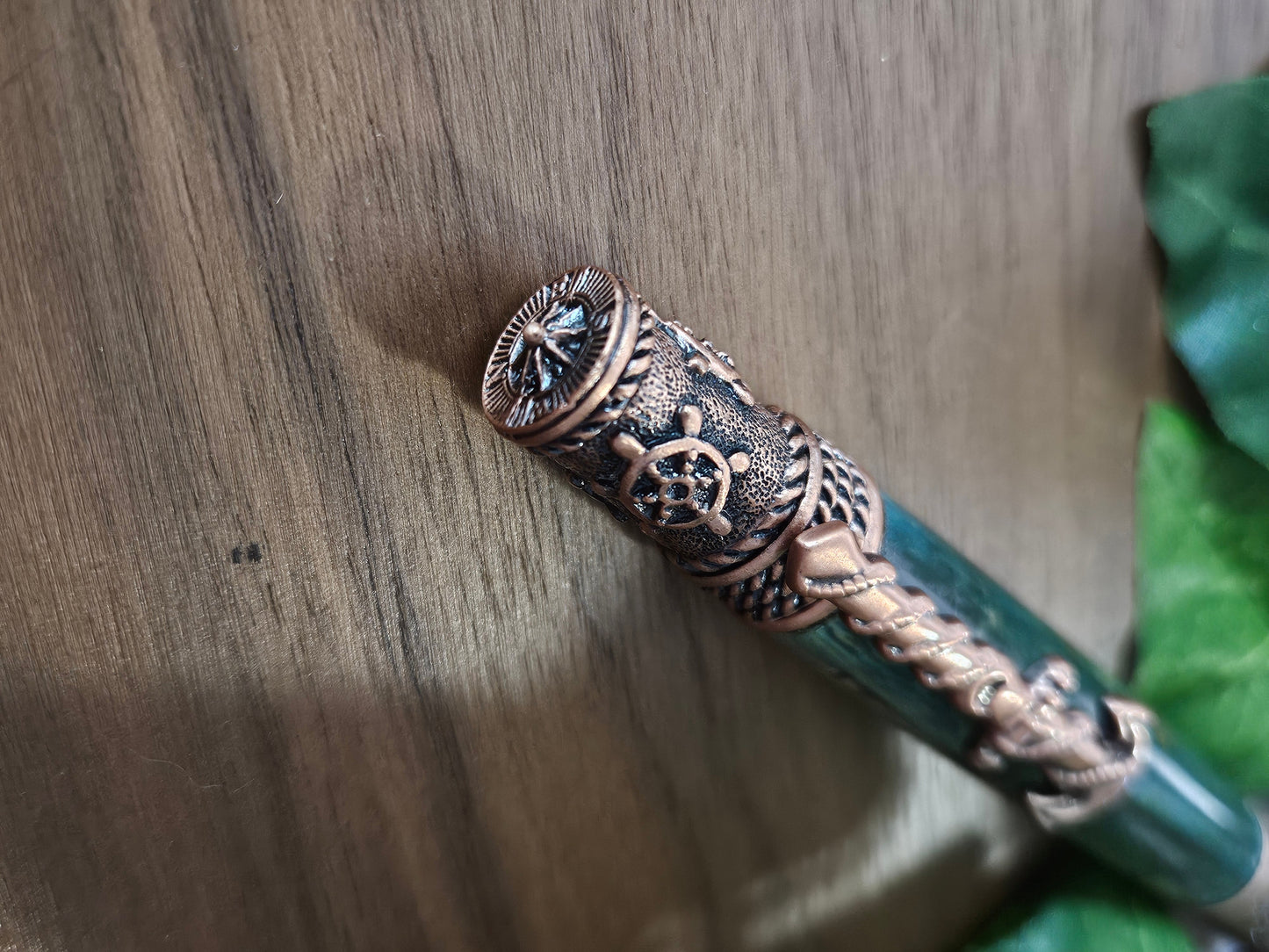 Nautical Pen Kit with an Antiqued Sailing Ship Label Cast and an Antique Copper Finish