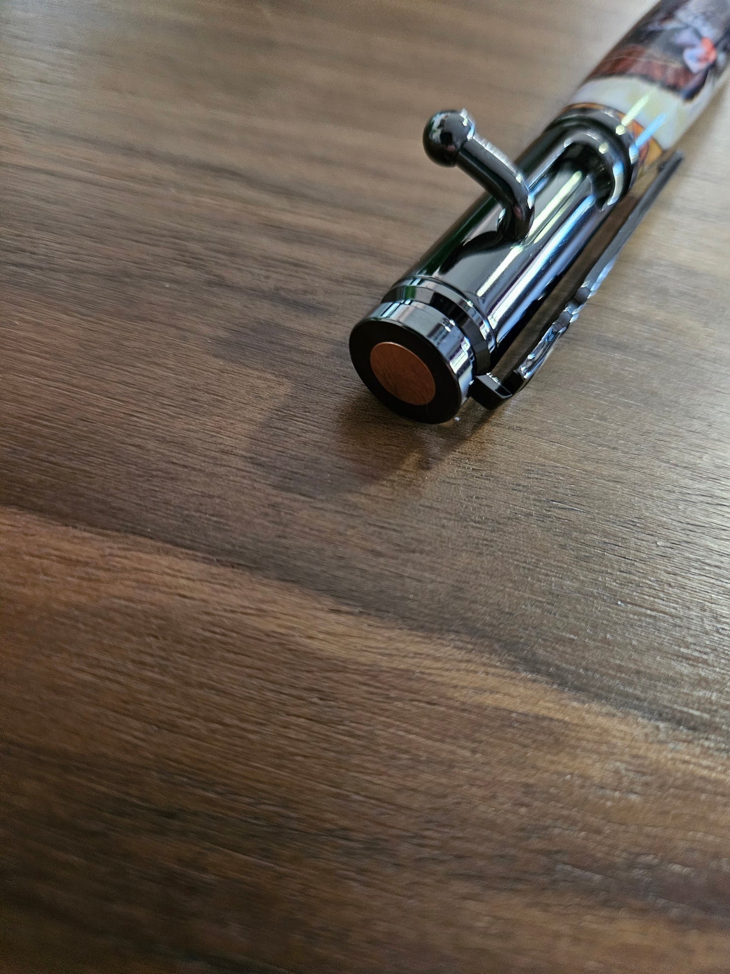 Turkey Hunters Label Cast Bolt Action Rifle Pen with a Gunmetal Pen Kit & Fall Leaves Background - Unique Gift for Outdoor Enthusiasts
