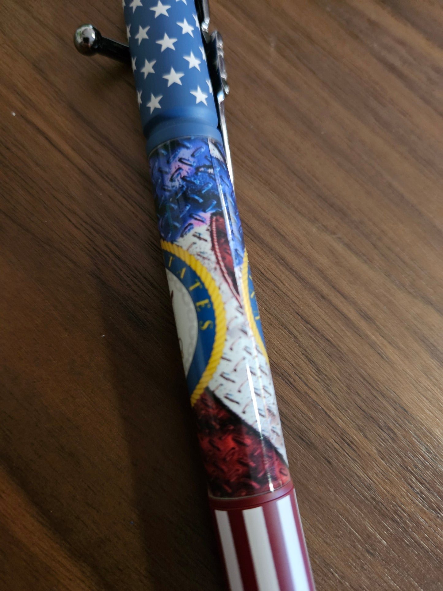 Navy Emblem Label Cast American Flag Pen - Ceramic Chrome Bolt Action Pen Kit Featuring a Rifle Pen Clip