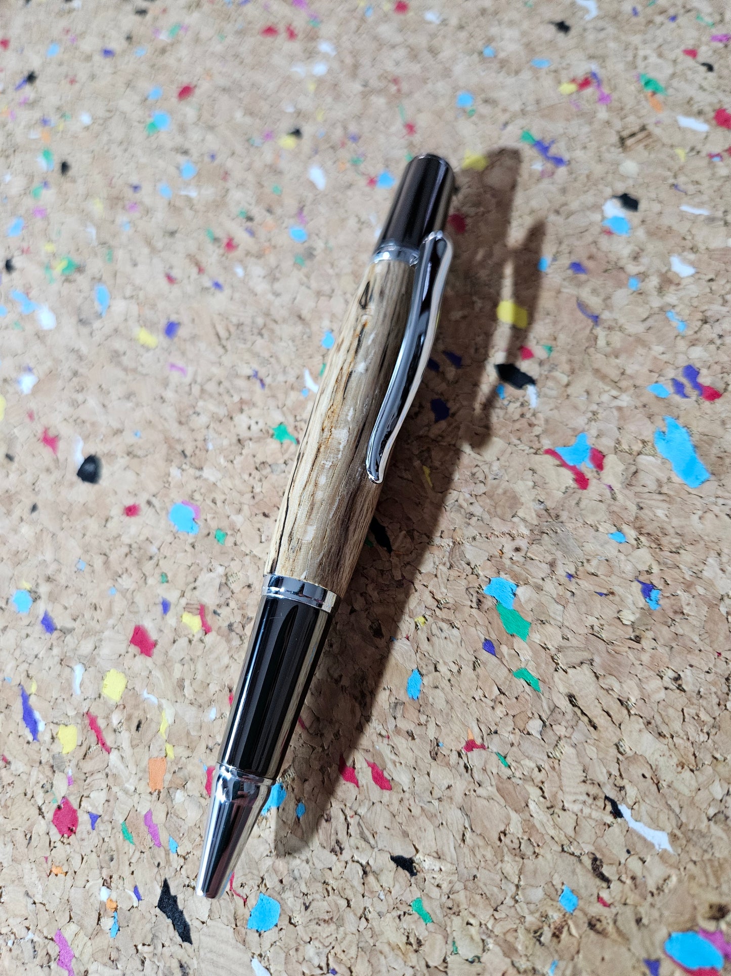 Spalted Maple Pen with a Black Titanium and Rhodium Pen Kit from Beaufort Ink
