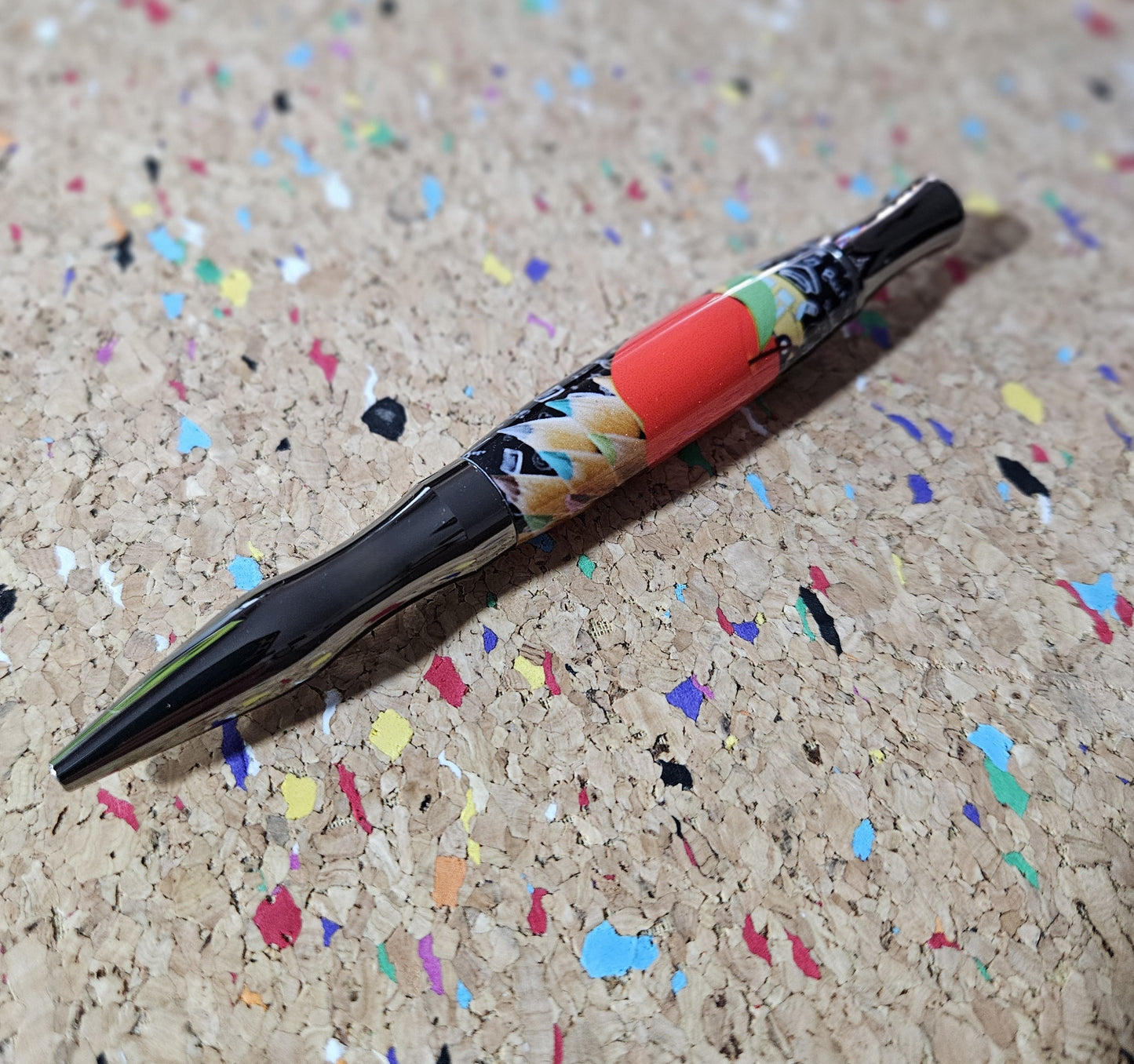 Teacher Celebration Pen Adorned with a Red Apple Label Cast and a Sleek Gunmetal Virage Pen Kit