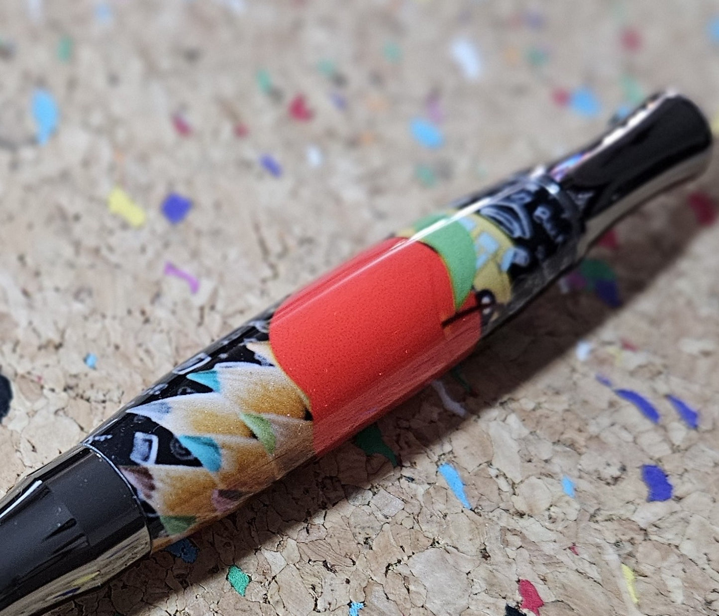 Teacher Celebration Pen Adorned with a Red Apple Label Cast and a Sleek Gunmetal Virage Pen Kit