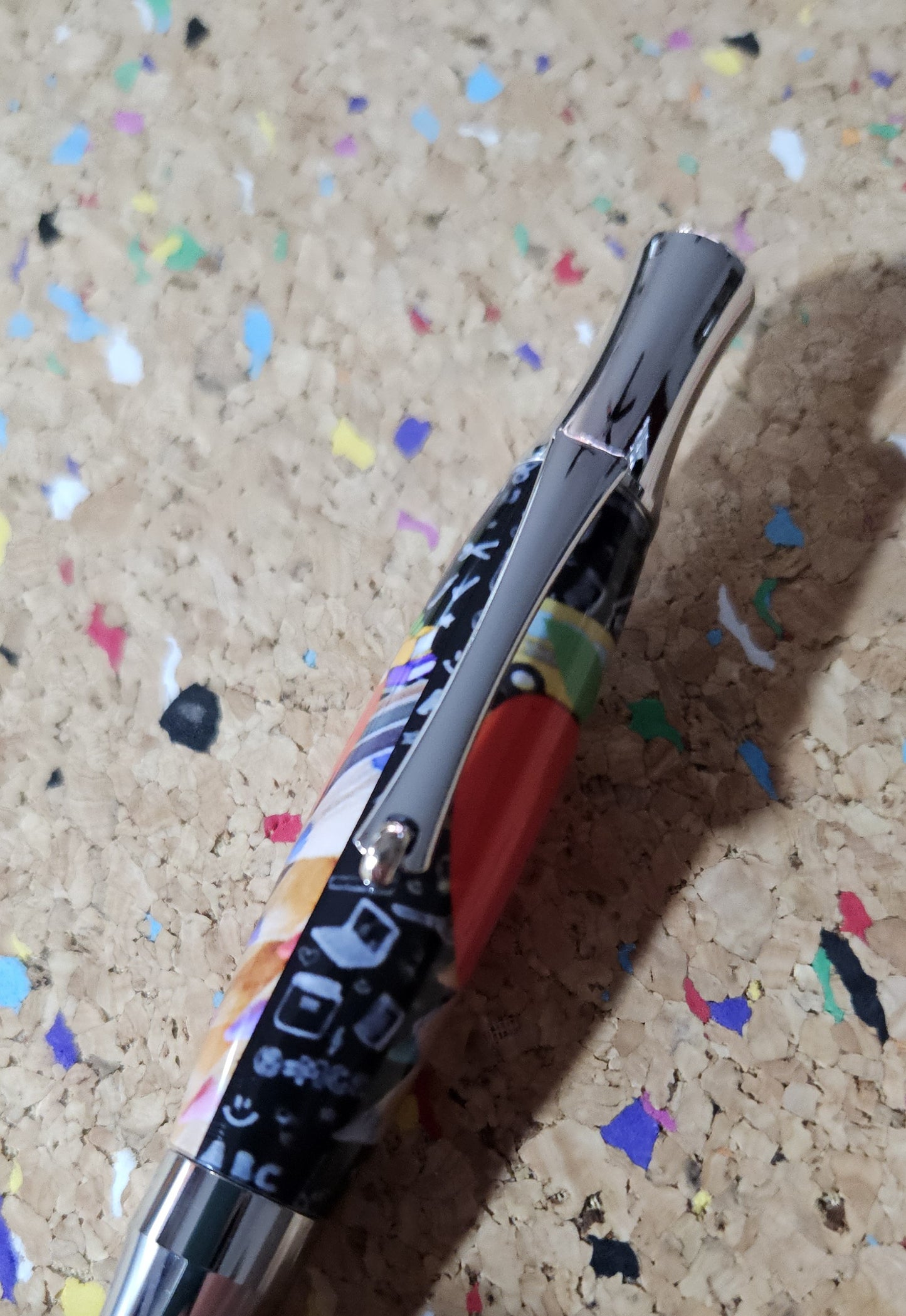 Teacher Celebration Pen Adorned with a Red Apple Label Cast and a Sleek Chrome Virage Pen Kit