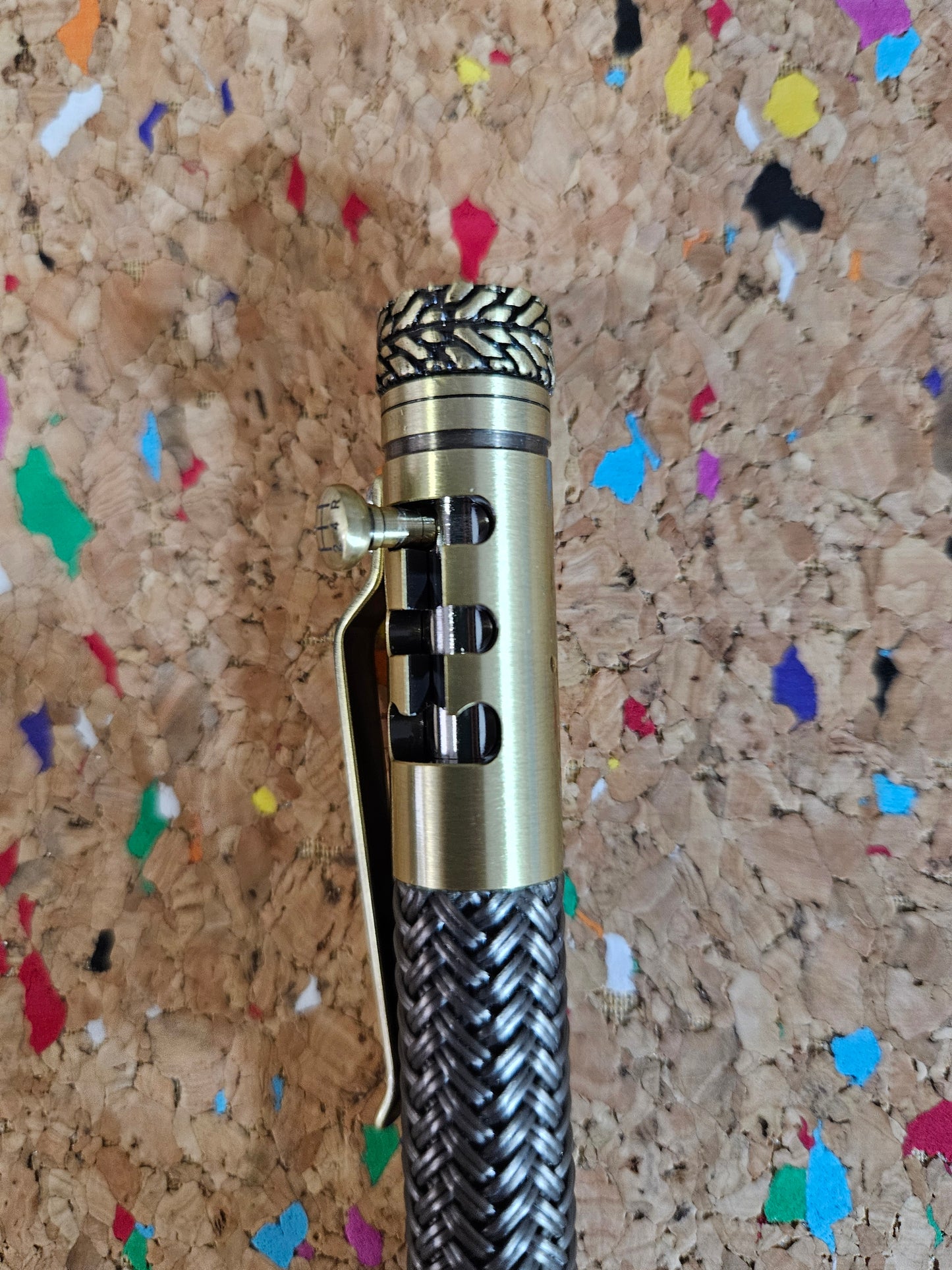Gearshift True Feel Carbon Fiber Bolt Action Pen with Tire Texture Antique Brass Pen Kit