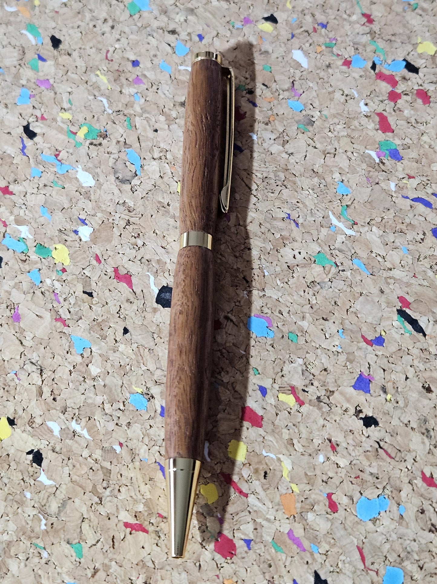Lightweight African Mahogany Wooden Pen with a Slimline Gold Pen Kit and a Sleek Black Clip