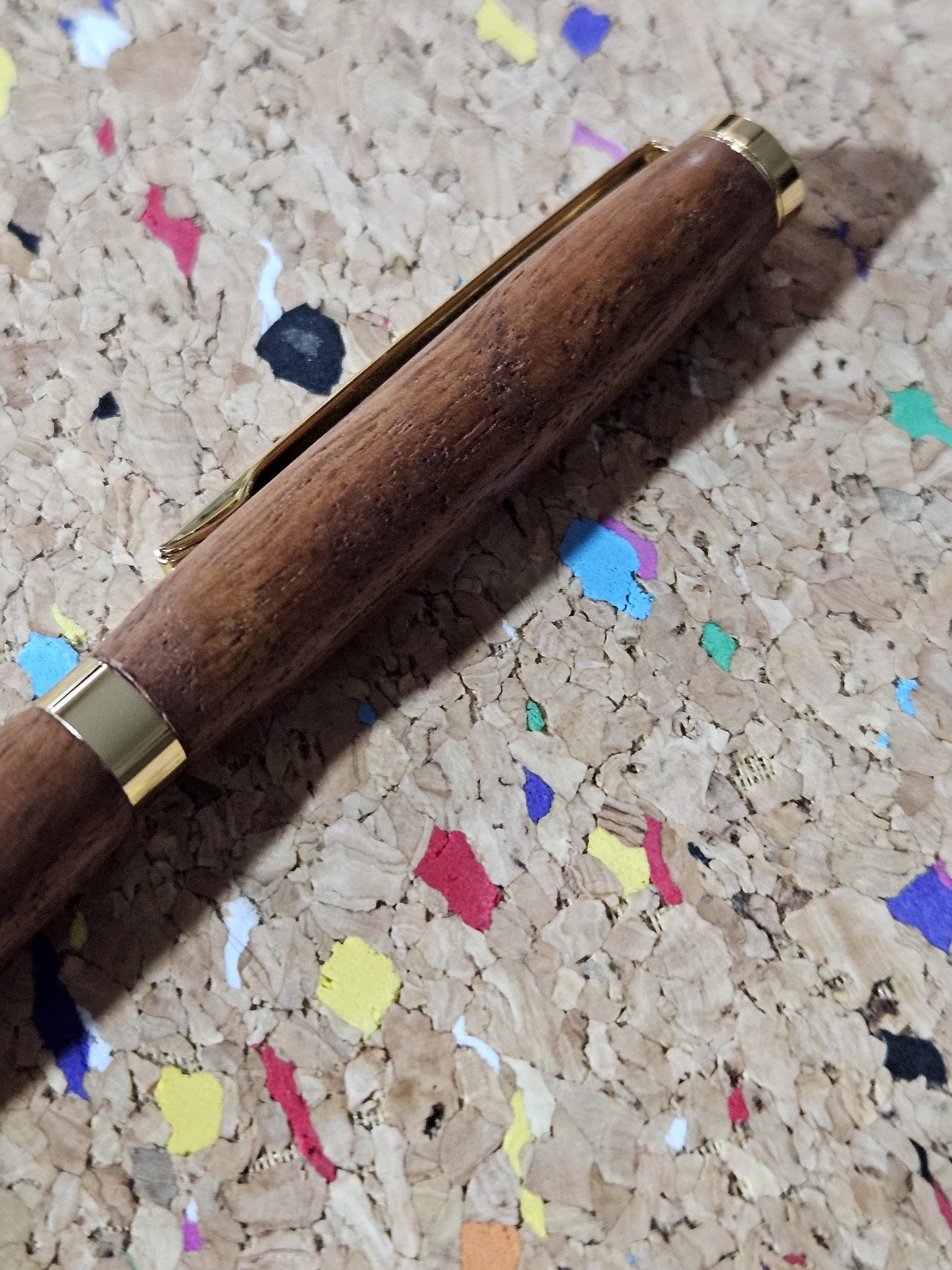 Lightweight African Mahogany Wooden Pen with a Slimline Gold Pen Kit and a Sleek Black Clip
