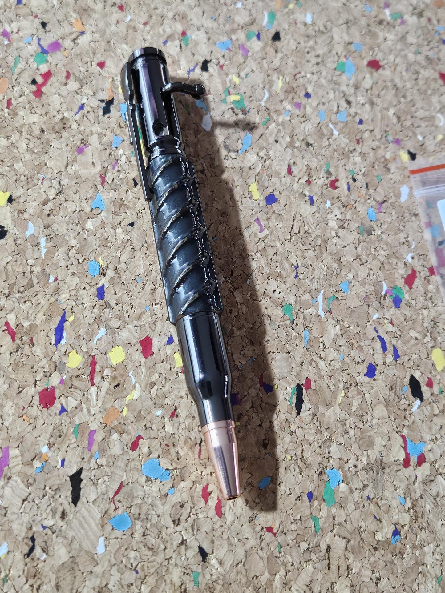 Rebar Bolt Action Pen | Gunmetal with Rifle Clip | Unique Pen, Perfect Gift for Gun Lovers and Construction Workers