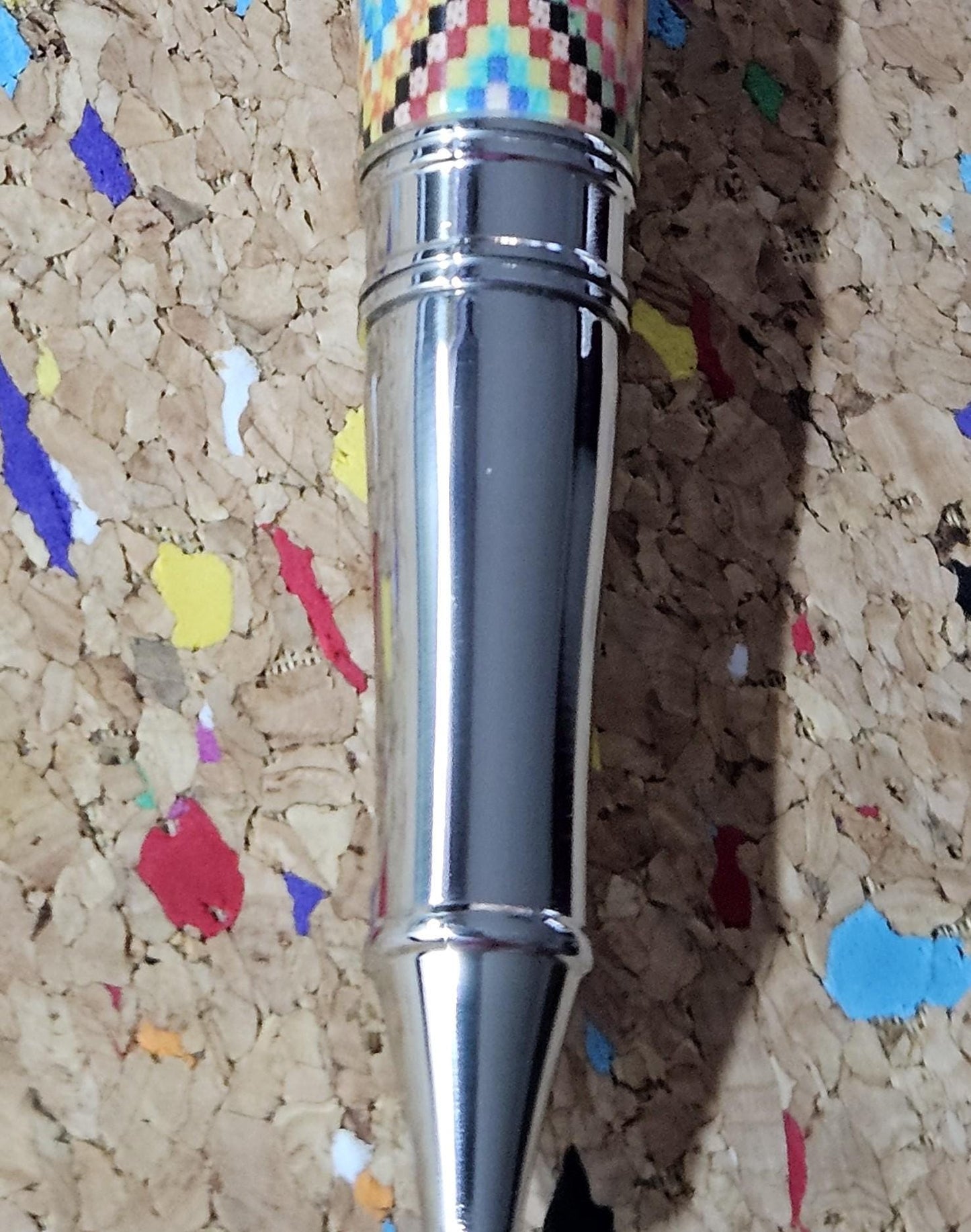 Large Diamond Patterned Quilted Label Cast Pen with a Polished Stainless Steel Liberty Kit, Made In America