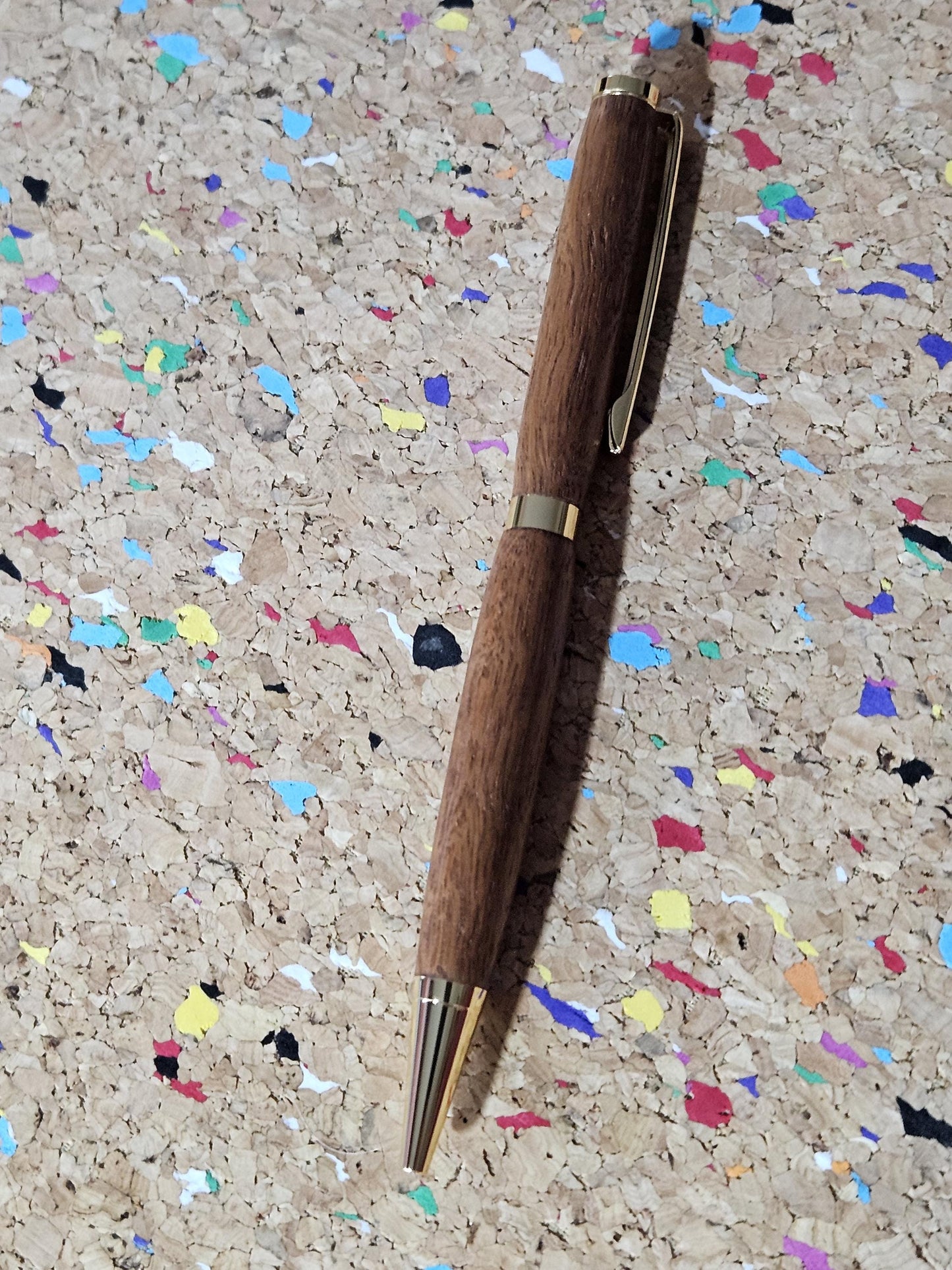Lightweight African Mahogany Wooden Pen with a Slimline Gold Pen Kit and a Sleek Black Clip