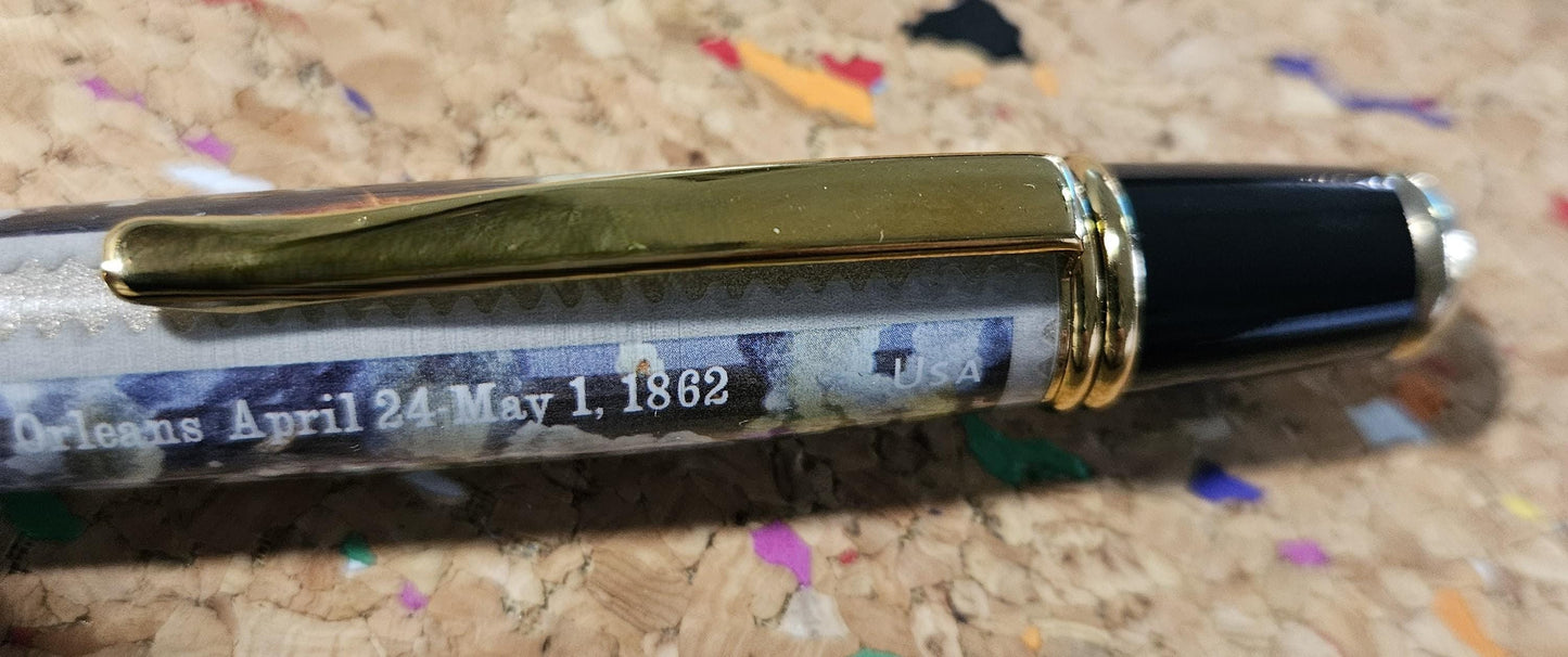 Civil War Forever Stamp Sesquicentennial (150 years) Pen, Battle of New Orleans April 24-May 1, 1862, Black Chrome and Gold Accents