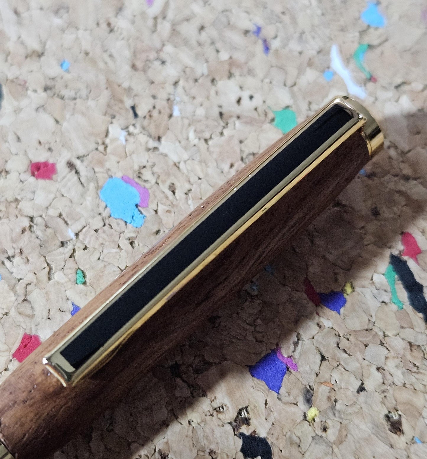 Lightweight African Mahogany Wooden Pen with a Slimline Gold Pen Kit and a Sleek Black Clip