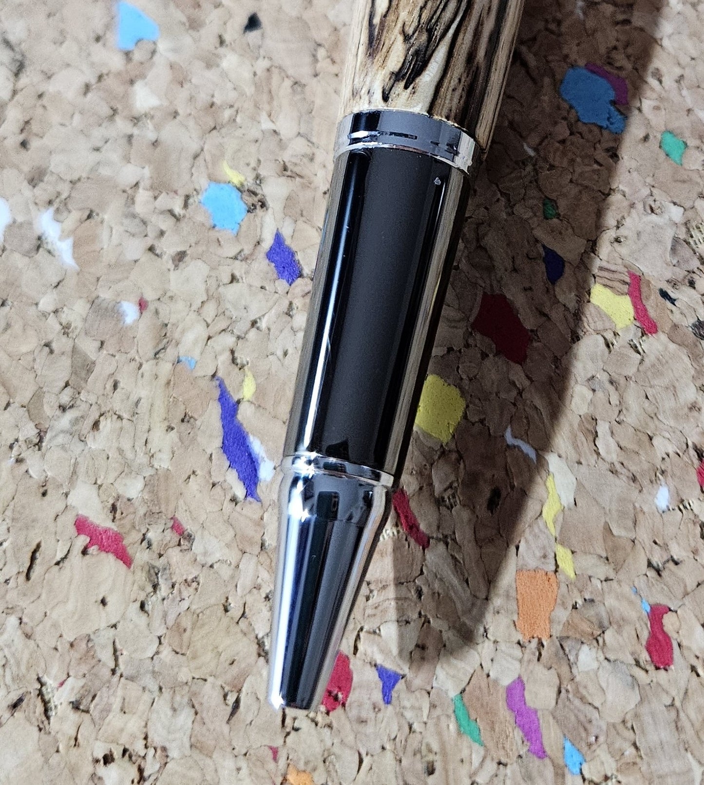 Spalted Maple Pen with a Black Titanium and Rhodium Pen Kit from Beaufort Ink