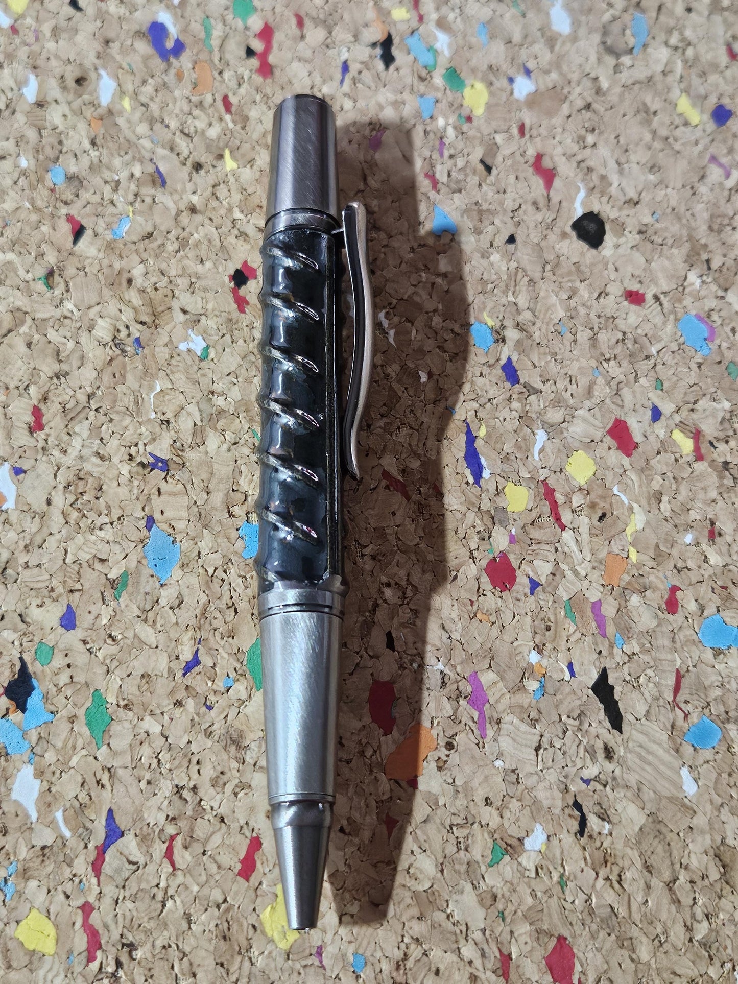 Rebar Finial Twist Pen | Sirocco Brushed Pewter Pen Kit | Beaufort Ink