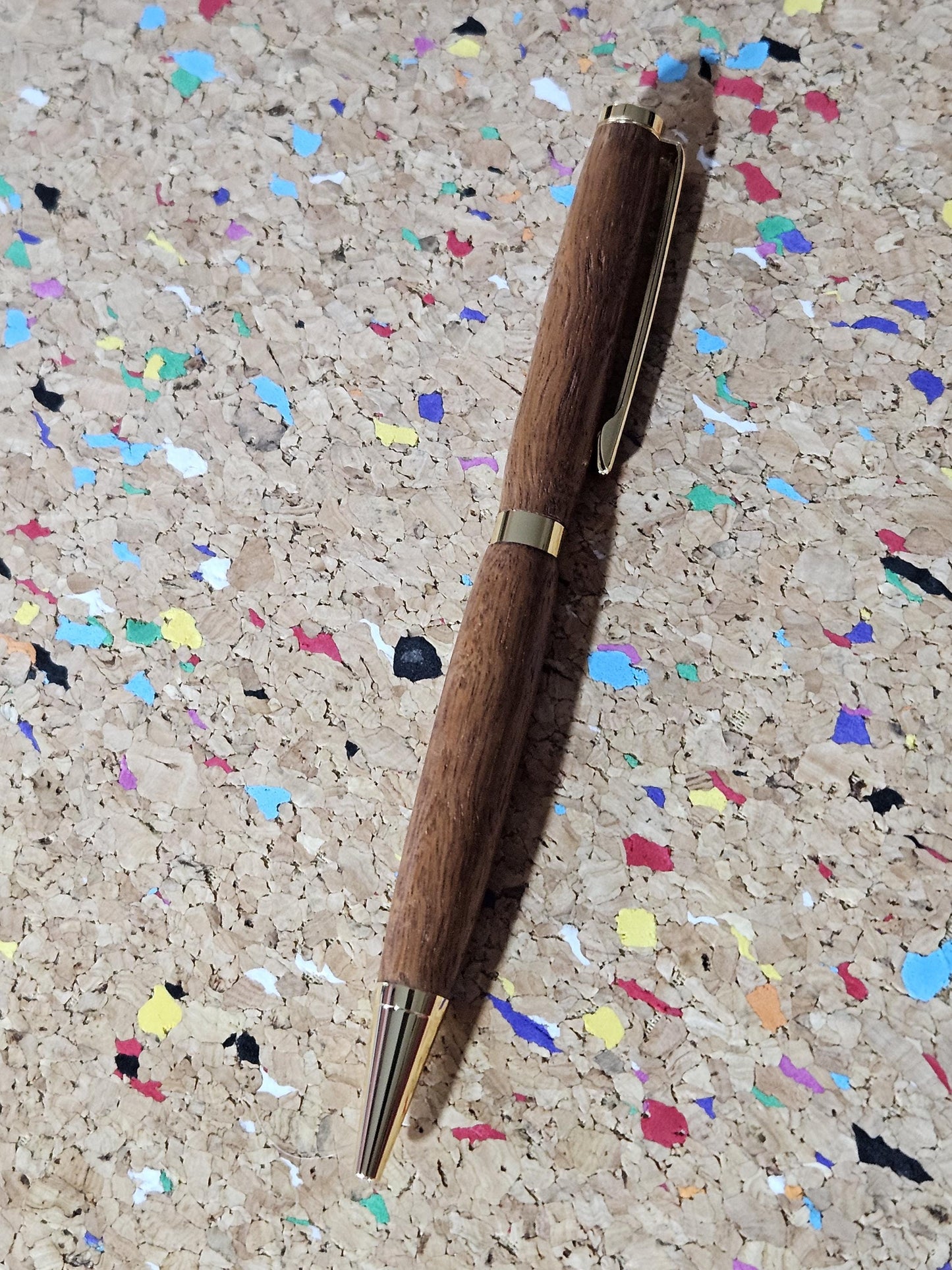 Lightweight African Mahogany Wooden Pen with a Slimline Gold Pen Kit and a Sleek Black Clip