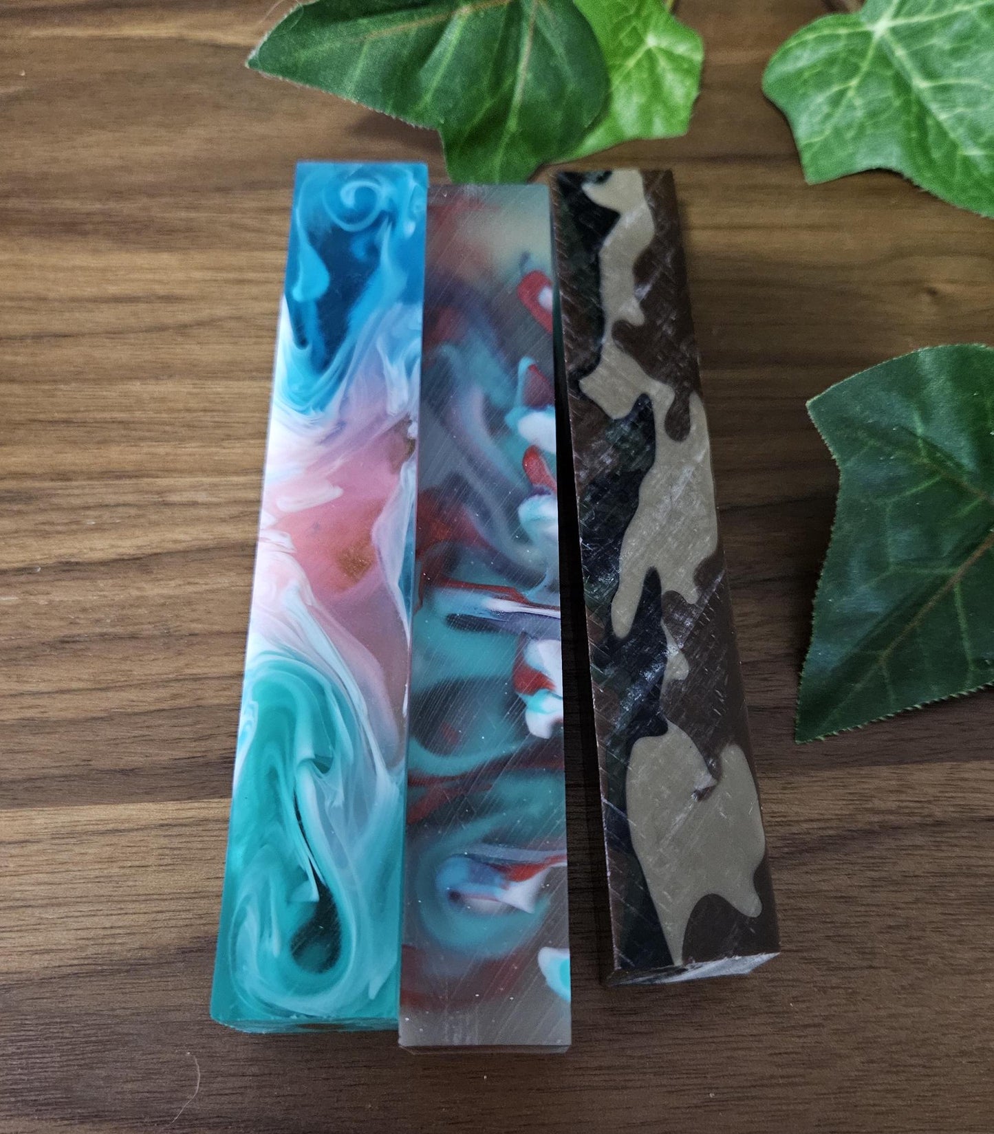 Hodge Podge Pen Blanks: Resin Swirl, Drop Technique, and Camouflage Pen Blanks