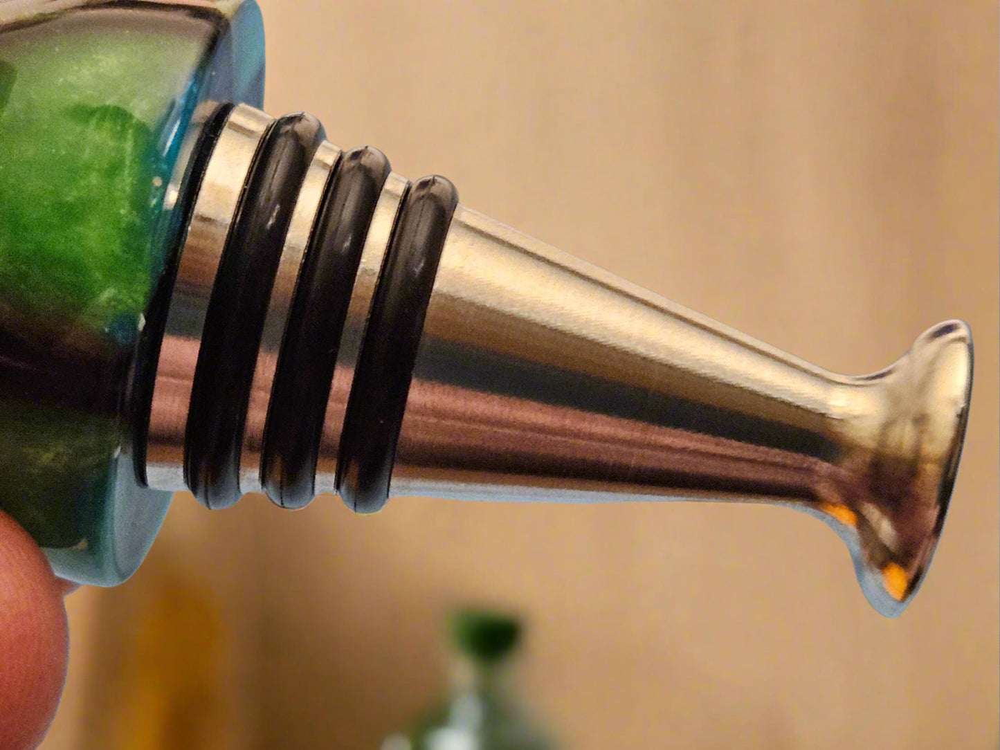Rainbow Colored Resin Filled 3D Printed Star Shape with a Stand Alone Stainless Steel Bottle Stopper