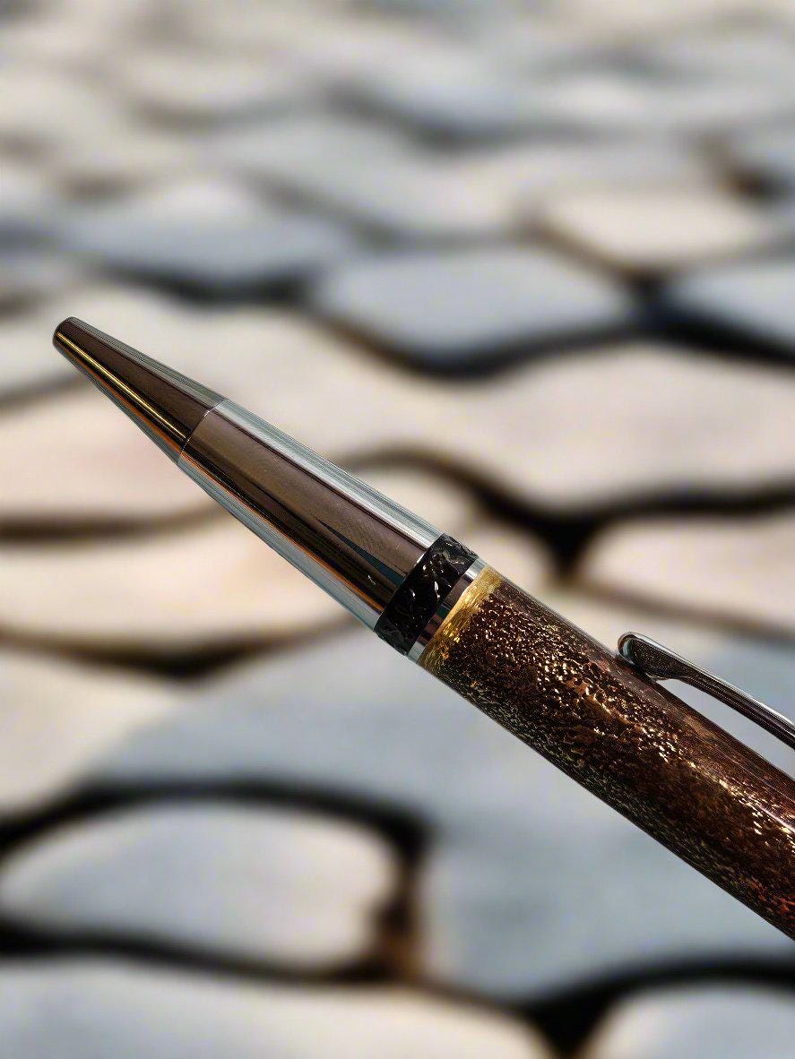 Beaten Copper and Mixed Metals Pen with a Chrome and Gunmetal Pen Kit