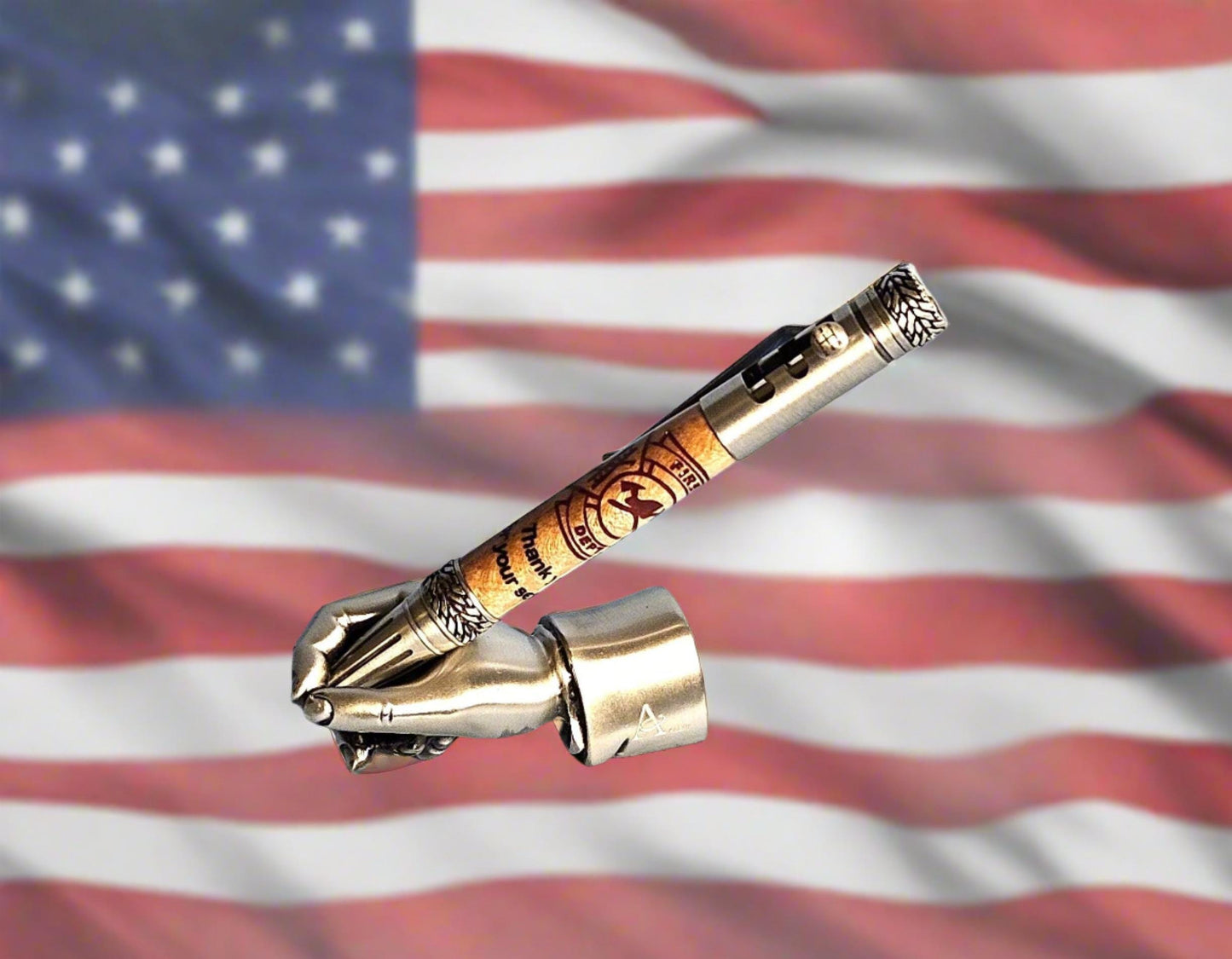 Laser Etched Wooden Firefighter Pen | Bolt Action Gear Shift Design | Antique Pewter Kit | Unique Gift for Firefighters