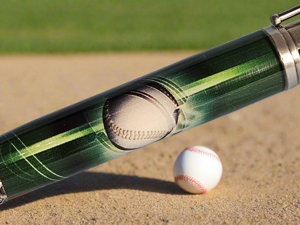 Swing Batter: Baseball Swing Bolt Action Pen with a Chrome Pen Kit