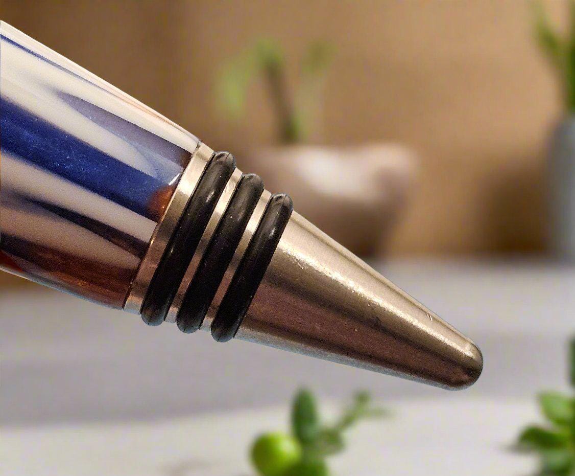 Bottle Stopper with a Handcrafted Celtic Knot - Blue, Brown, & White - Modern 3D Printed - Food-Safe Wine Accessory