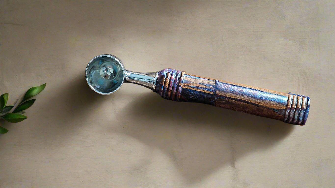 Coffee Scoop with Cinnamon Sticks and Multi Colored Resin with a Chrome 1 Tablespoon Scoop