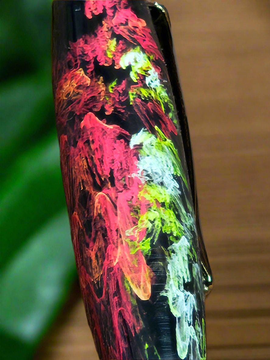 Fractal Flower Angel Label Cast AI Generated Pen with a Titanium Gold and Black Titanium Pen Kit