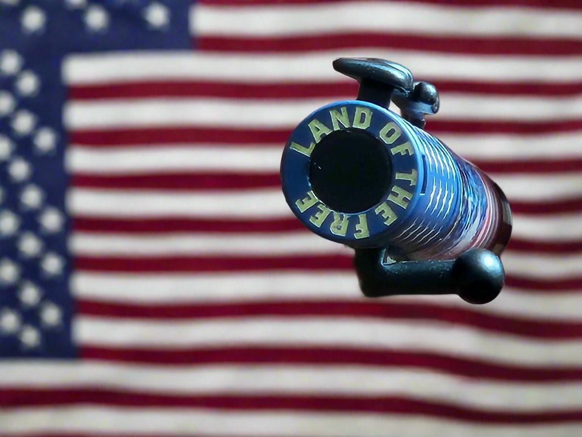 American Flag Pen with Lightning Bolt Design & Ceramic Pen Kit - Riffle Accent, Unique Gift for Patriotic Collectors