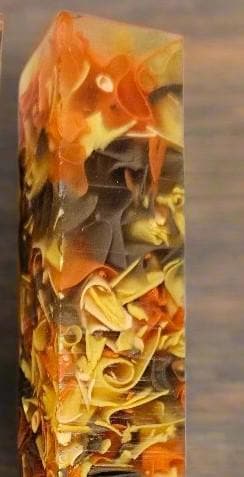 Pen Blanks: Recycled Fall Colored Resin Ribbons Cast in Clear Resin
