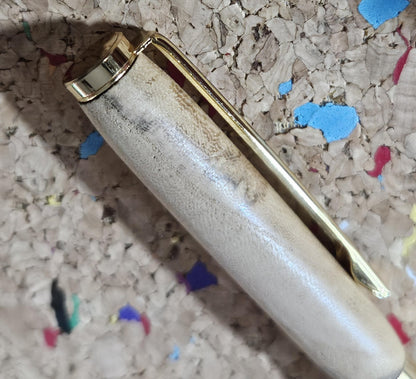 Lightweight Spalted Maple Wooden Pen with a Slimline Gold Pen Kit