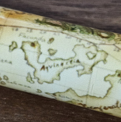 Pirate Map Label Cast Pen with Sliver Pirate, Ghost, and Skulls Pen Kit with Antique Bronze Accents