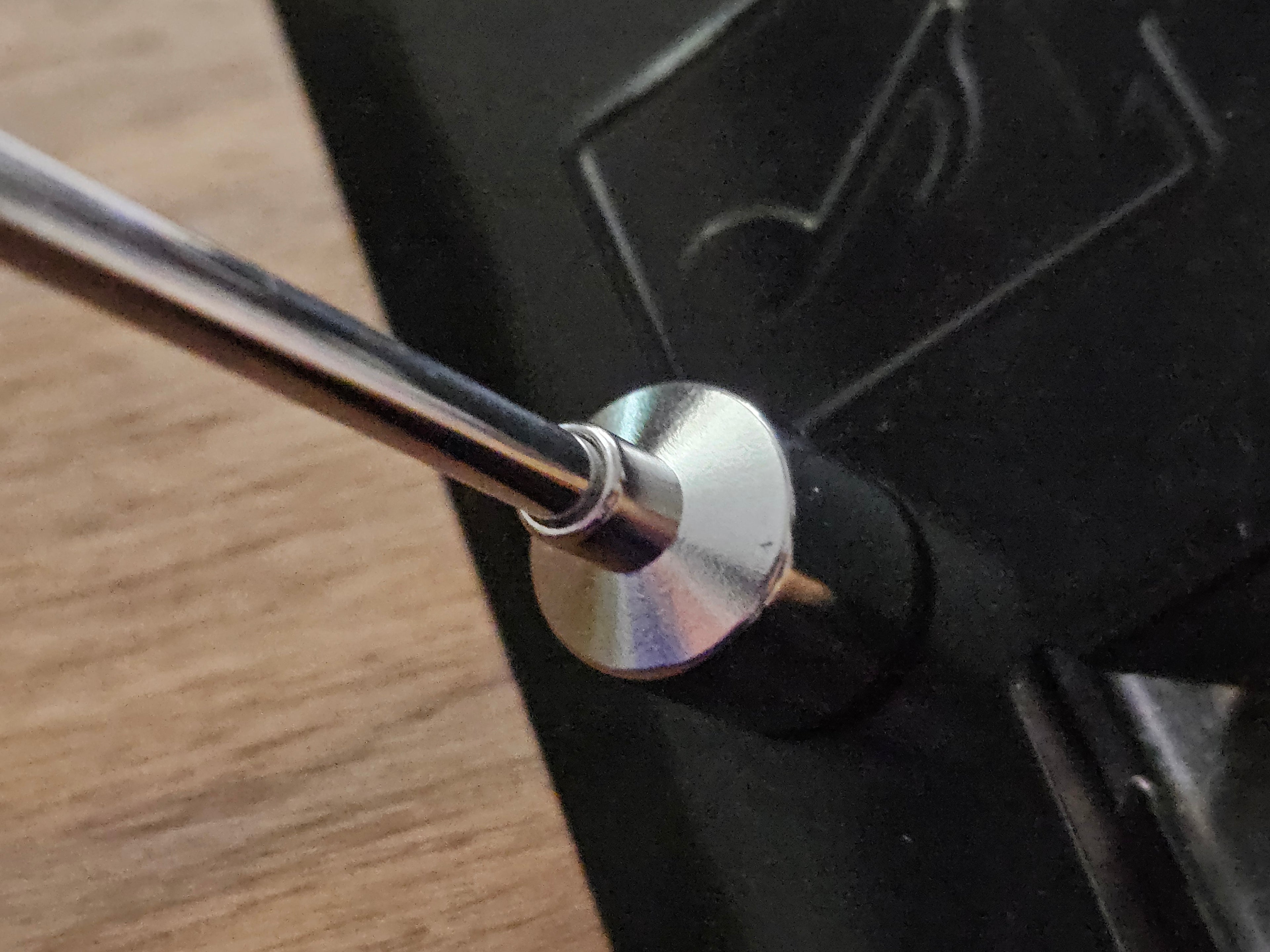 Magnetic Telescoping (Extendable) Pickup Tool Featuring White Dog Bones and Puppy Paws on a Background of Glittery Red and Blue with a Chrome Kit