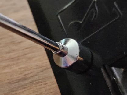 Magnetic Telescoping (Extendable) Pickup Tool Featuring White Dog Bones and Puppy Paws on a Background of Glittery Red and Blue with a Chrome Kit
