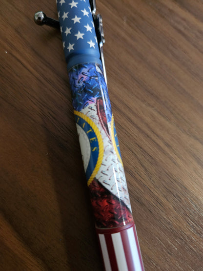 Navy Emblem Label Cast American Flag Pen - Ceramic Chrome Bolt Action Pen Kit Featuring a Rifle Pen Clip