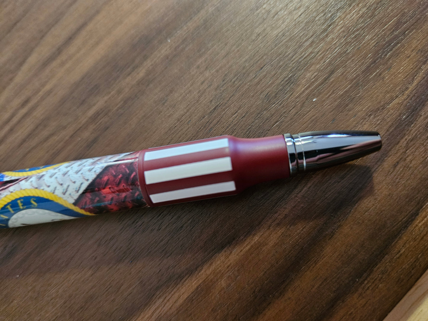 Navy Emblem Label Cast American Flag Pen - Ceramic Chrome Bolt Action Pen Kit Featuring a Rifle Pen Clip