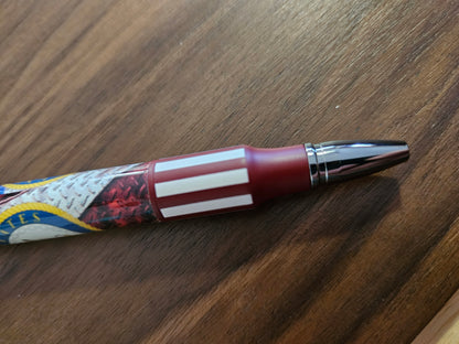 Navy Emblem Label Cast American Flag Pen - Ceramic Chrome Bolt Action Pen Kit Featuring a Rifle Pen Clip