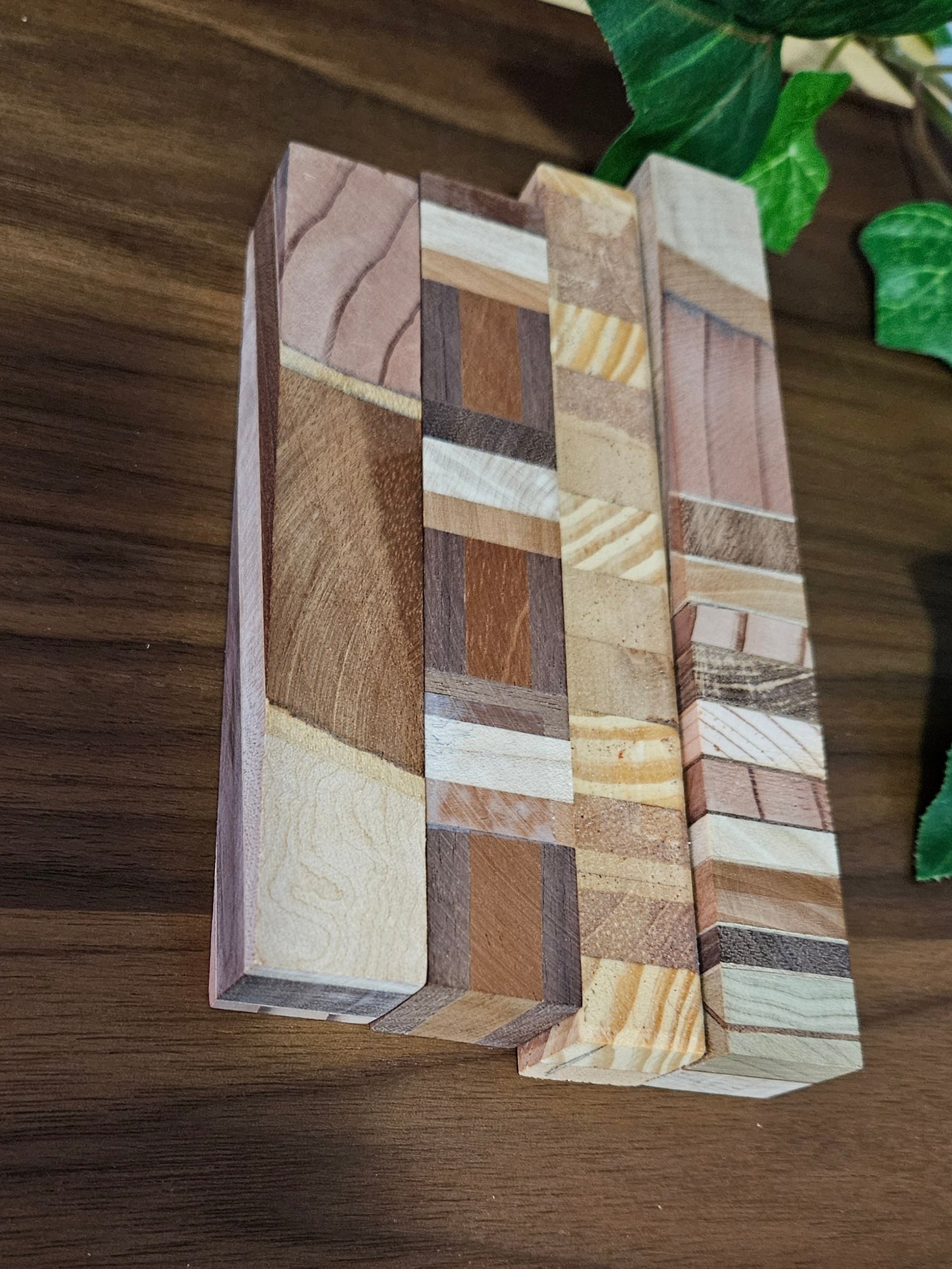 Pen Blanks: Wooden Segmented Blanks 5" to 6" Long - Includes Walnut, Cherry, Padauk, and Maple Woods