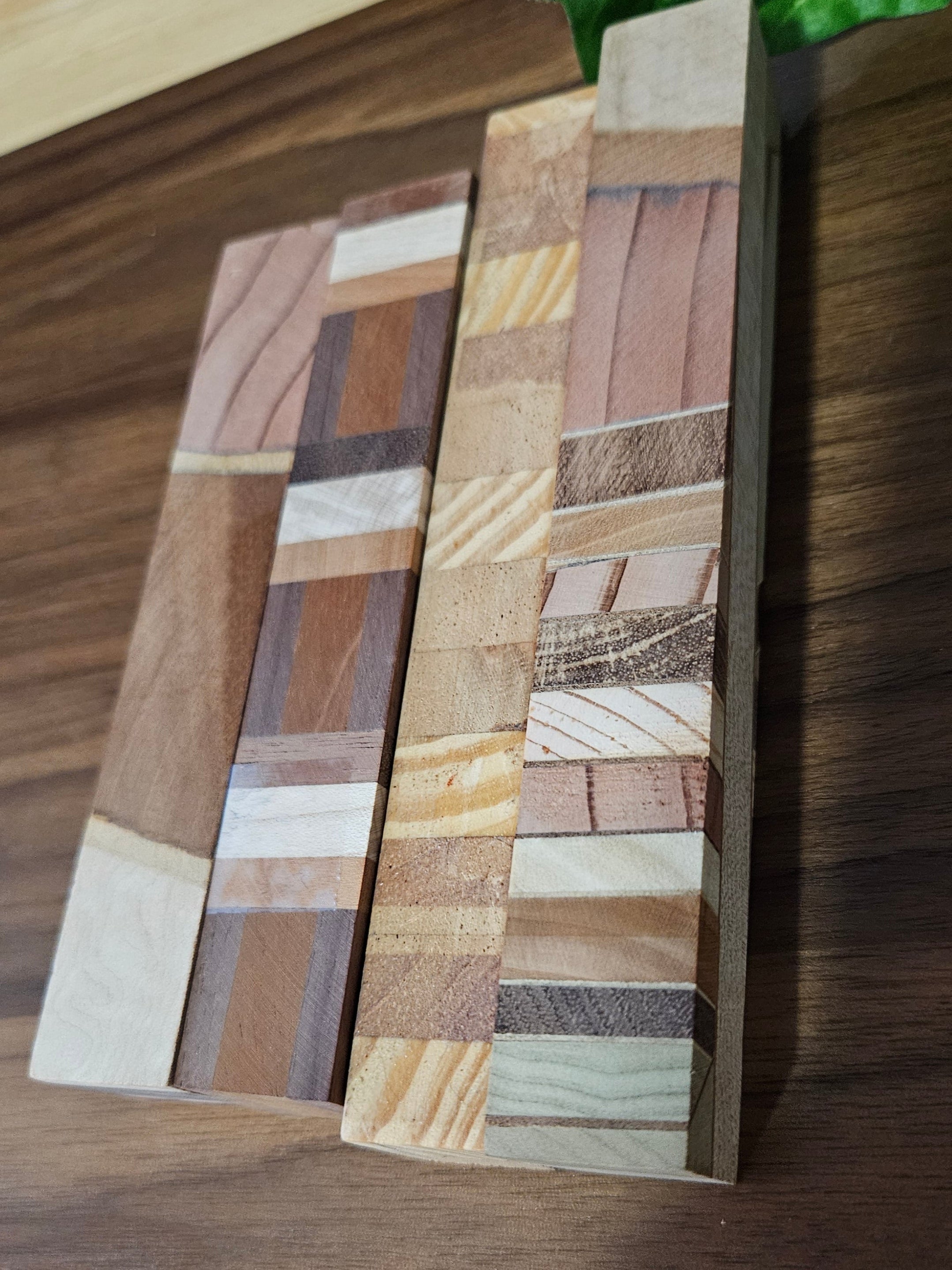 Pen Blanks: Wooden Segmented Blanks 5" to 6" Long - Includes Walnut, Cherry, Padauk, and Maple Woods
