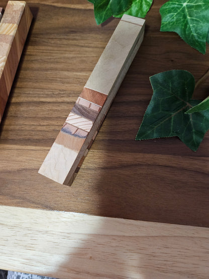 Pen Blanks: Wooden Segmented Blanks 5" to 6" Long - Includes Walnut, Cherry, Padauk, and Maple Woods