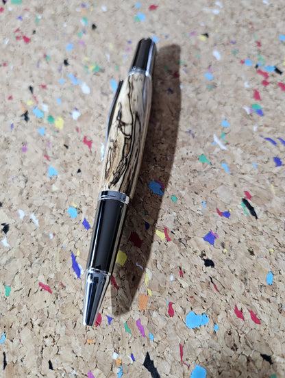 Spalted Maple Pen with a Black Titanium and Rhodium Pen Kit from Beaufort Ink