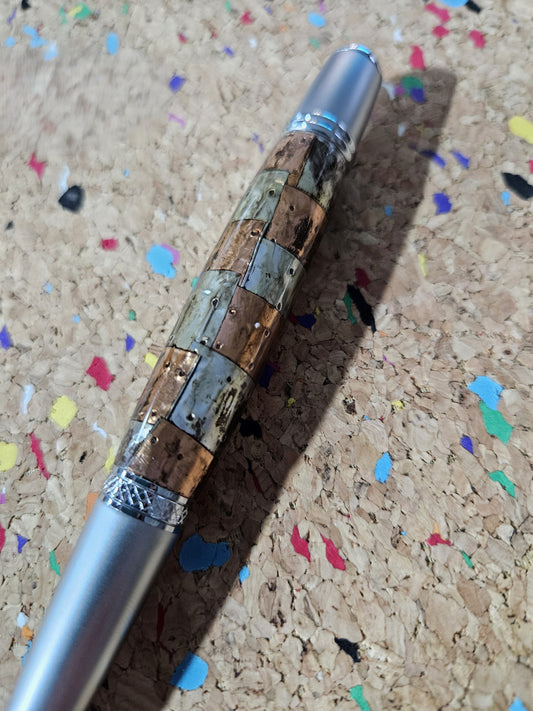 Steampunk Square Metals Pen with a Satin Chrome Pen Kit