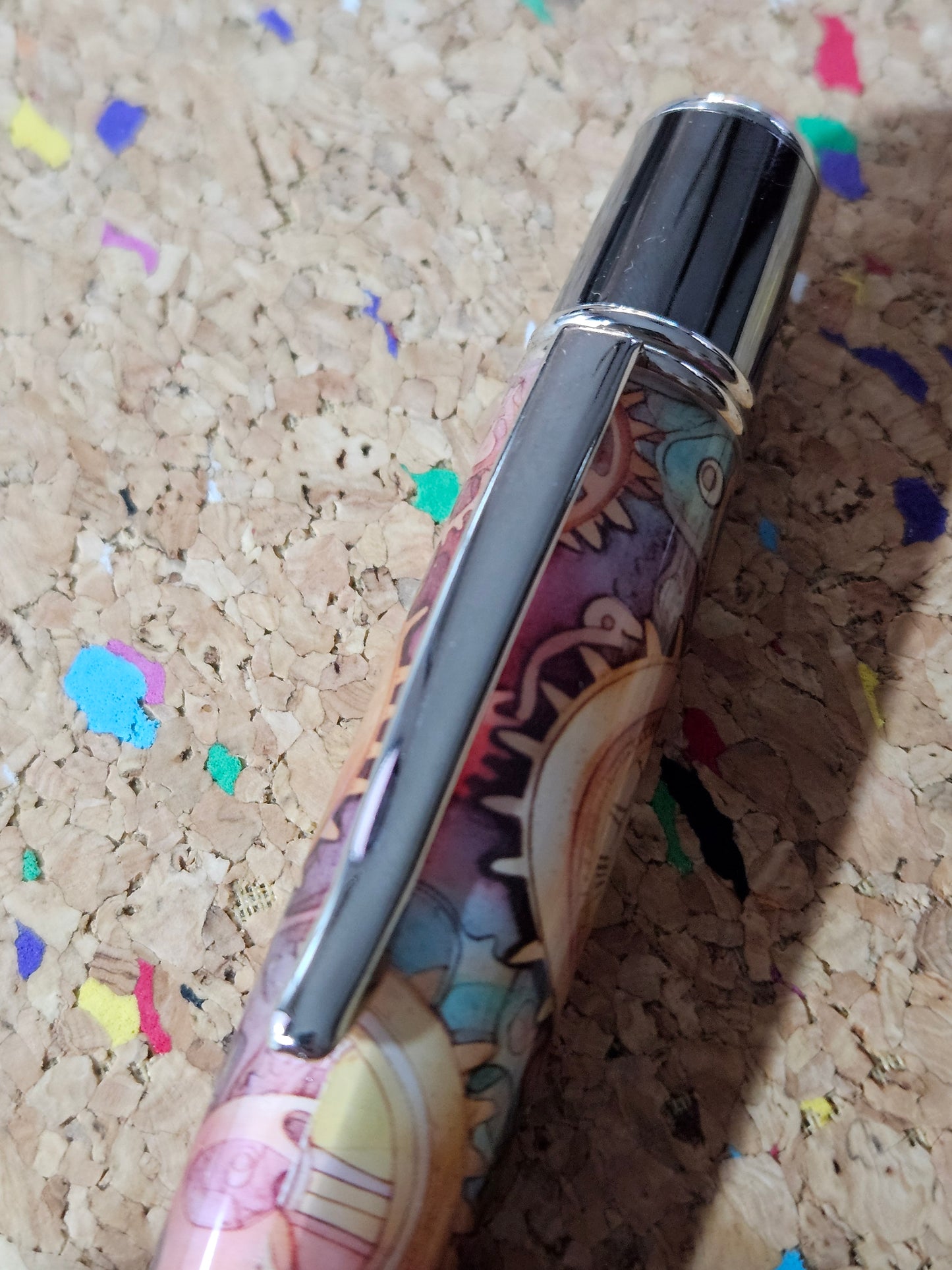 Colorful Steampunk Style Clock Face Label Cast Pen - Gunmetal Pen Kit with Chrome Accents