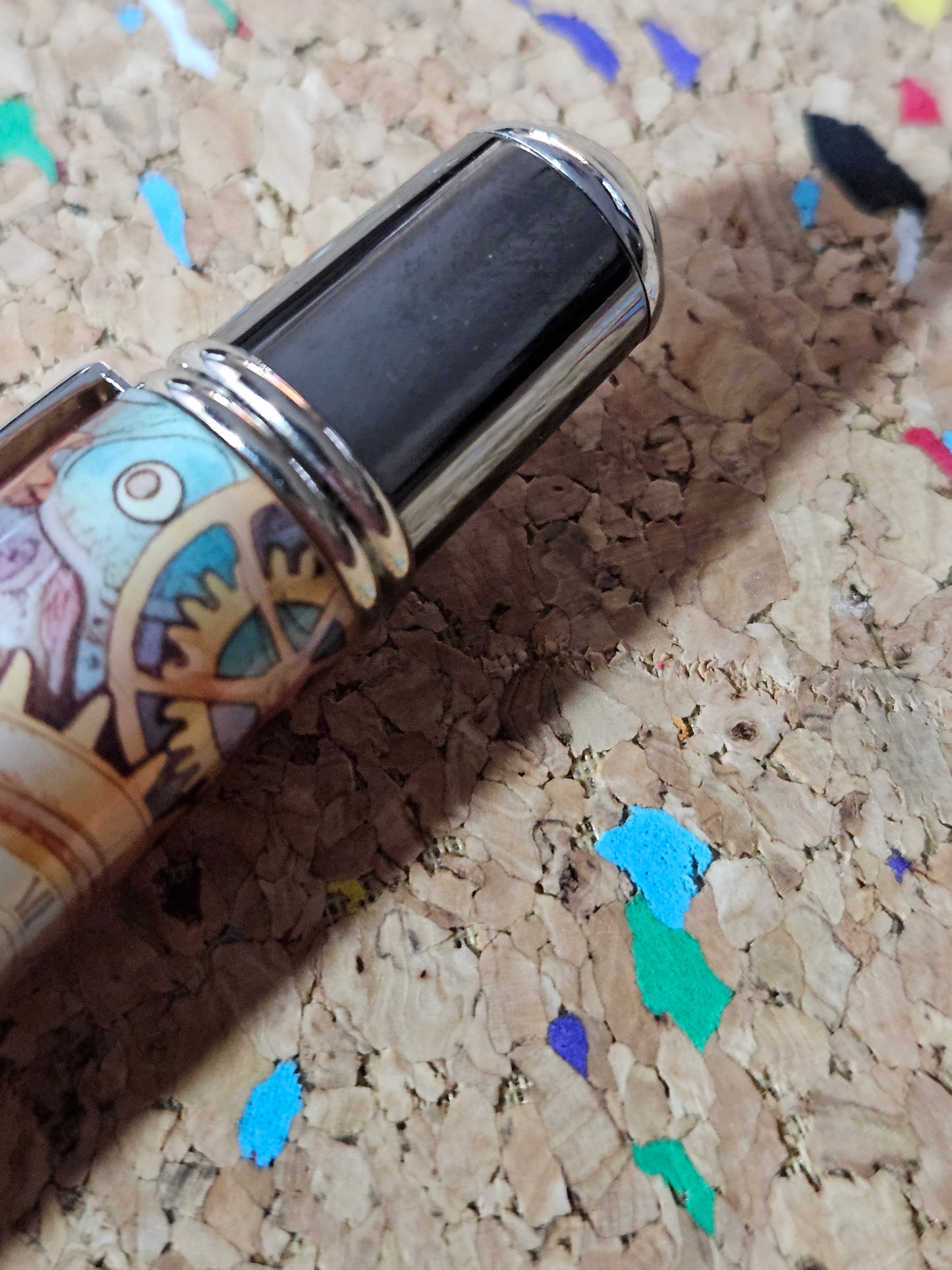 Colorful Steampunk Style Clock Face Label Cast Pen - Gunmetal Pen Kit with Chrome Accents