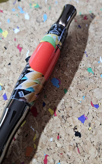Teacher Celebration Pen Adorned with a Red Apple Label Cast and a Sleek Gunmetal Virage Pen Kit