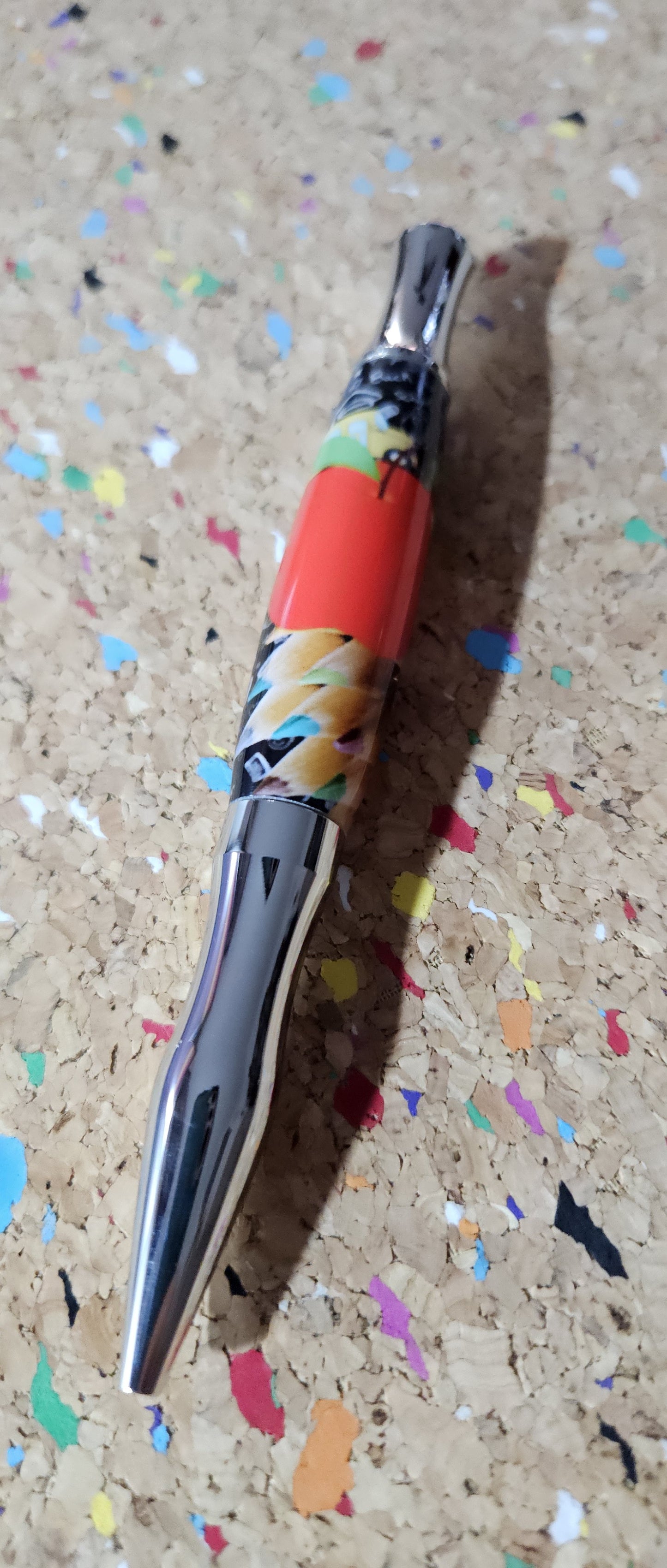 Teacher Celebration Pen Adorned with a Red Apple Label Cast and a Sleek Chrome Virage Pen Kit