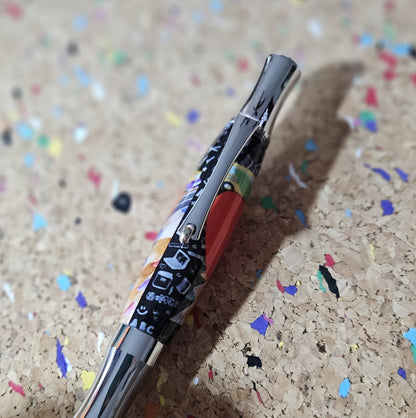 Teacher Celebration Pen Adorned with a Red Apple Label Cast and a Sleek Chrome Virage Pen Kit