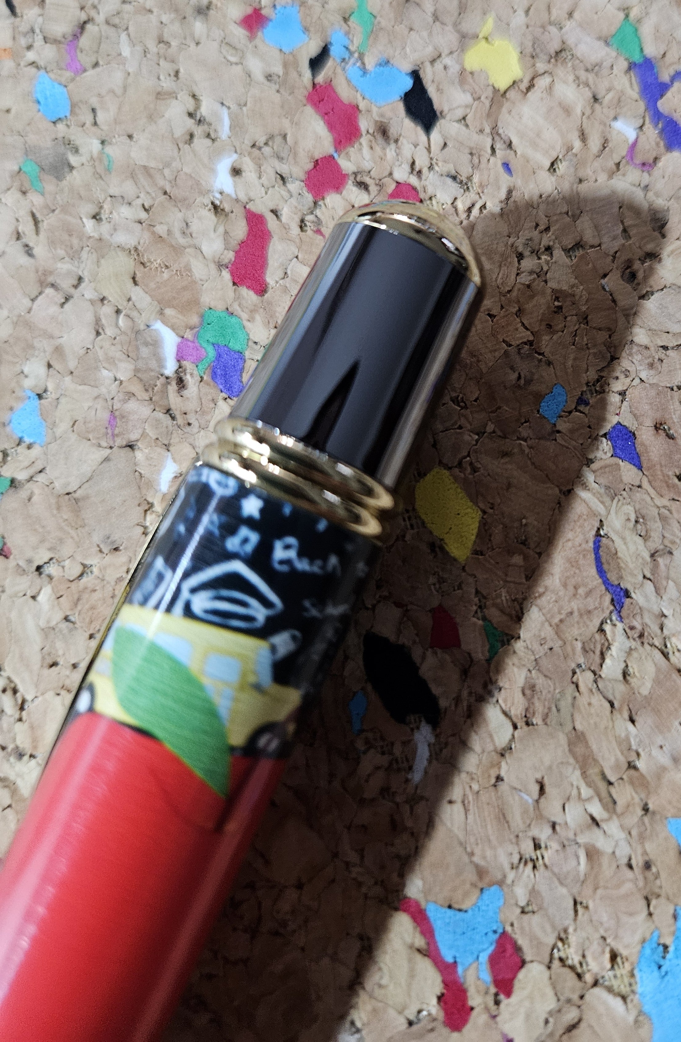 Teacher Celebration Pen Adorned with a Red Apple Label Cast and a Sleek Gunmetal with Gold Accents Pen Kit