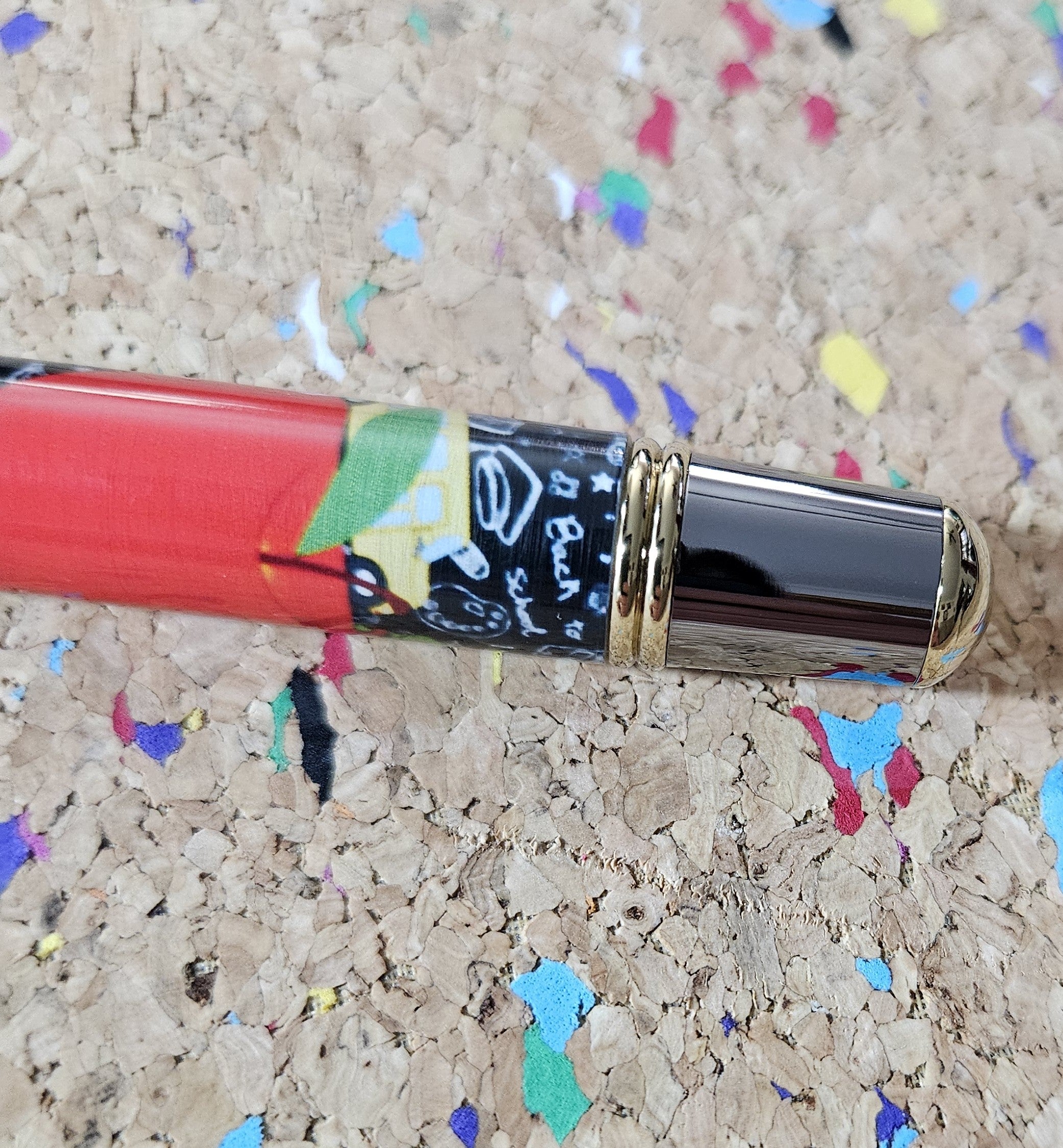 Teacher Celebration Pen Adorned with a Red Apple Label Cast and a Sleek Gunmetal with Gold Accents Pen Kit